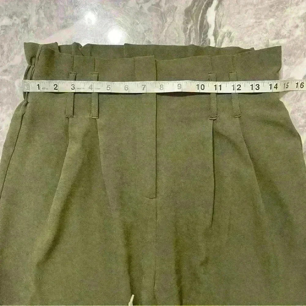 Haute Monde Green High Waisted Pleaded Belt Pants Size L 95 % Polyester - Picture 7 of 9